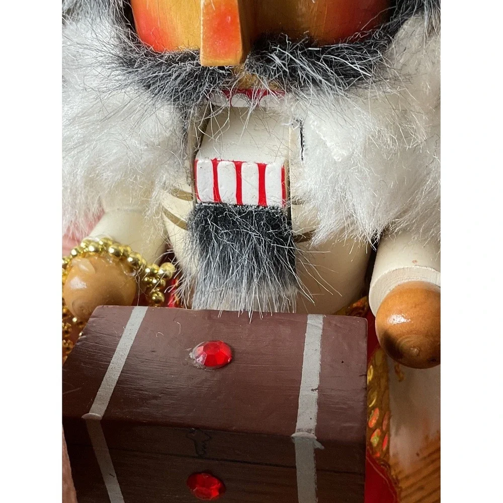 Vintage Wooden Nutcracker Wisemen Is Hand Painted & Holding Box W/Original Box